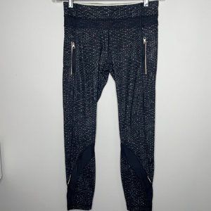 Lululemon Crop Samba Snake Battleship Black 7/8 Crop Leggings Mesh Size 6